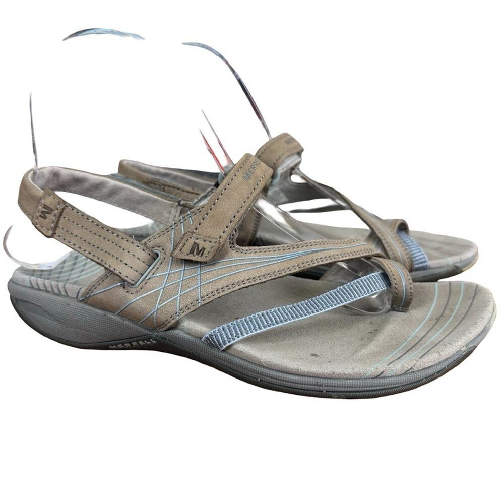 Merrell Freesia Sky Blue Bungee Sandals Sport Hiking Camping Shoes Leather sz 8